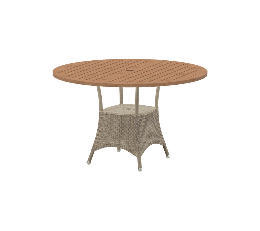 The Decorators: Masa rotunda de exterior Cane-line Lansing 120 cm Natural/Taupe