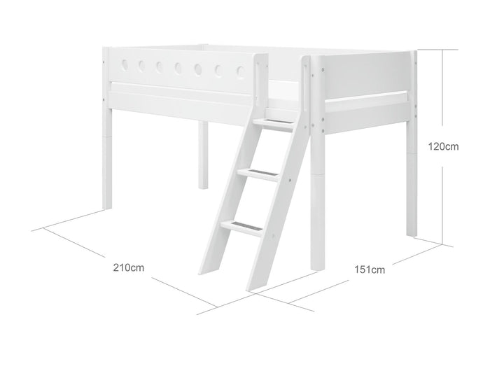 The Decorators: Pat inaltime 120 cm cu scara inclinata Flexa White 90x200 cm