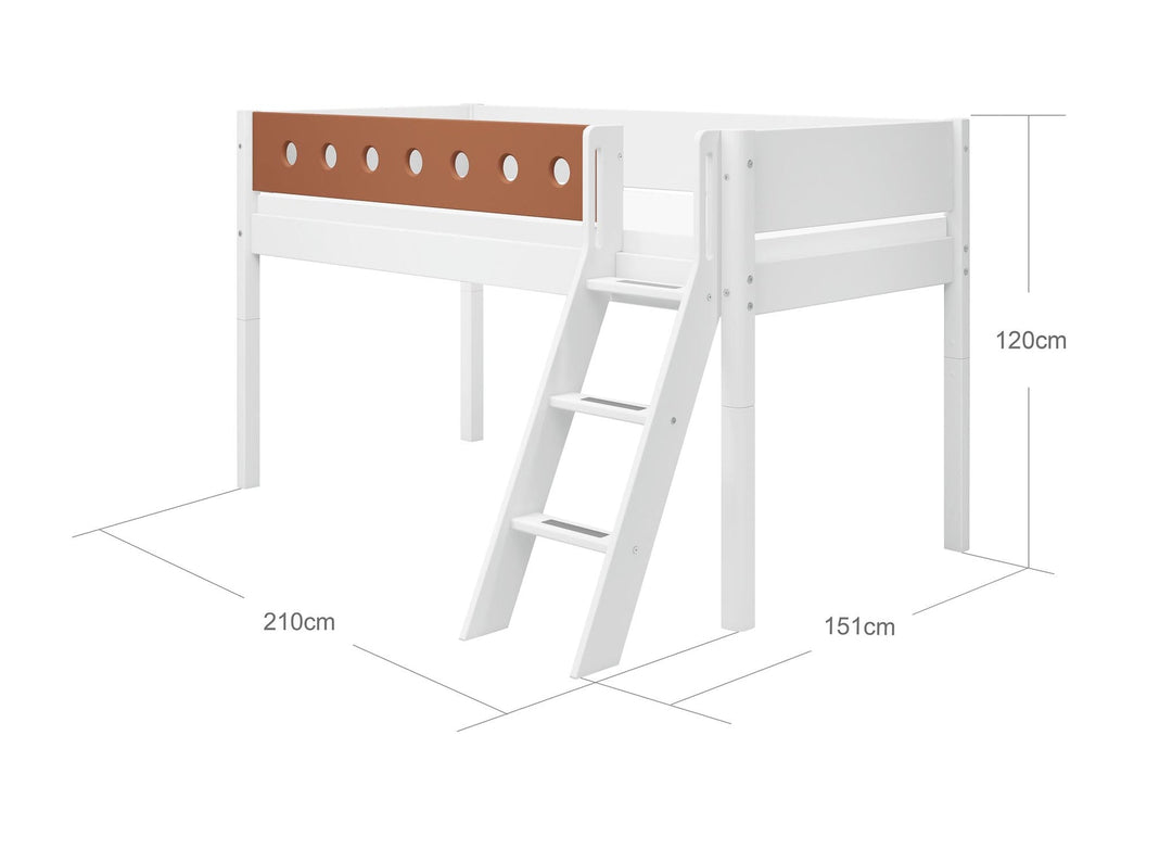 The Decorators: Pat inaltime 120 cm cu scara inclinata Flexa White 90x200 cm