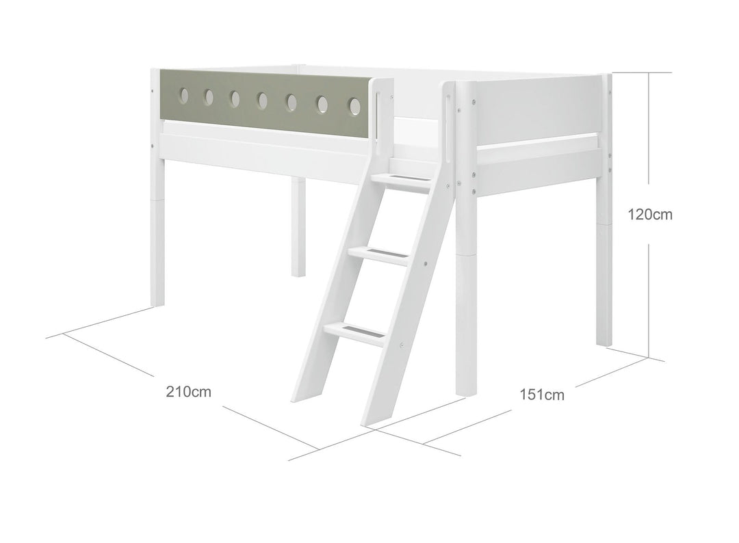 The Decorators: Pat inaltime 120 cm cu scara inclinata Flexa White 90x200 cm