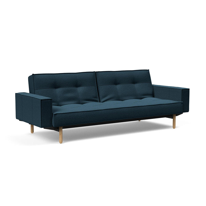 The Decorators: Canapea extensibila cu brate Splitback Stem Argus Navy Blue 115x210cm