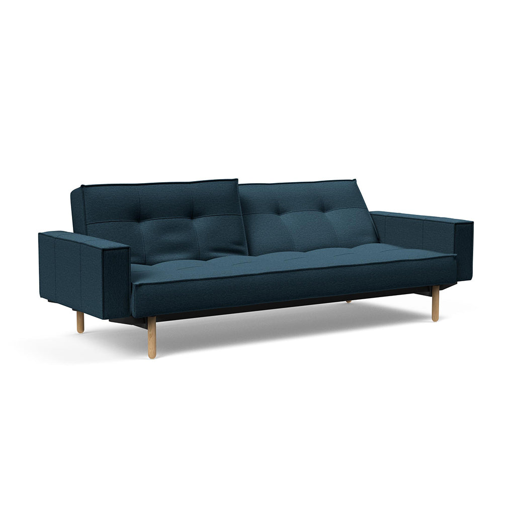 The Decorators: Canapea extensibila cu brate Splitback Stem Argus Navy Blue 115x210cm