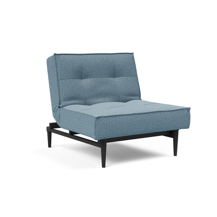 The Decorators: Fotoliu recliner Splitback Styletto Black Wood Mixed Dance Light Blue  115x90cm