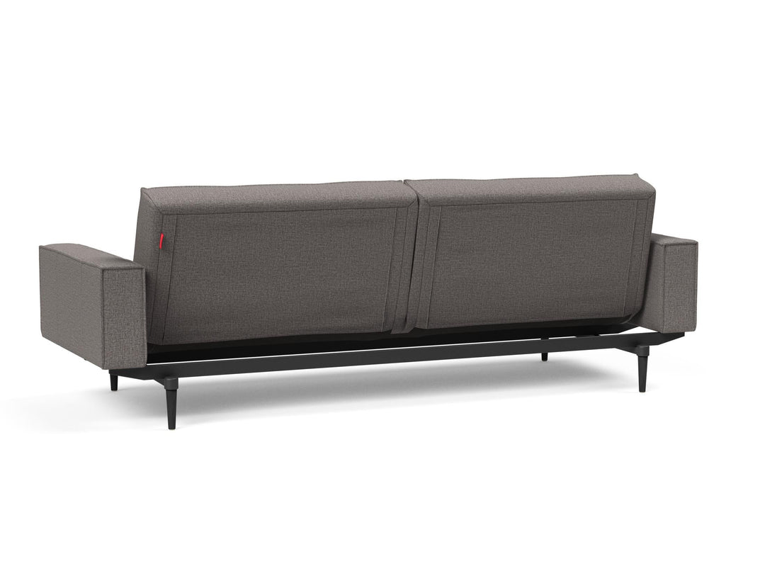 The Decorators: Canapea extensibila cu brate Splitback Styletto Black Wood Mixed Dance Grey 115x210cm